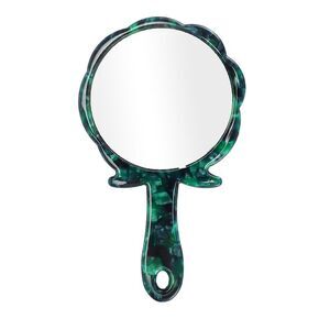Rose Shape Handheld Mirror for Business Travel Deep Green